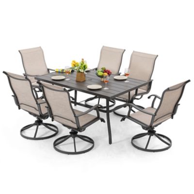 Image showing  7 pc. Outdoor Dining Set with Swivel Chairs, Gray