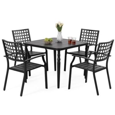 Image showing  5 pc. Outdoor Square Dining Set With Iron Chair, SID1342-T321