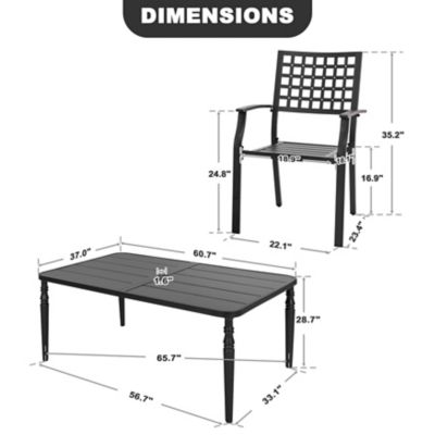 Image showing 5 th Nuu Garden 7 pc. Iron Dining Set with Slatted Tabletop, SID1342-T331