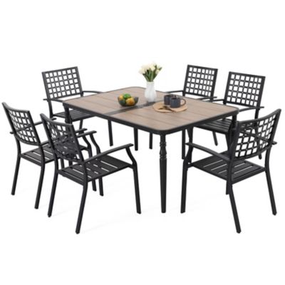 Image showing  7 pc. Iron Dining Set with Umbrella Hole, SID1342-T332
