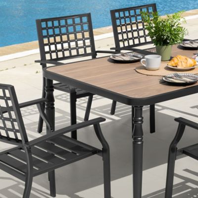 Image showing  7 pc. Iron Dining Set with Umbrella Hole, SID1342-T332