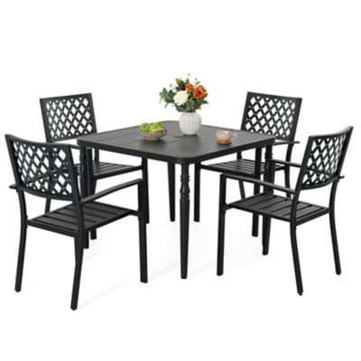 Image showing  5 pc. Outdoor Square Dining Set With Iron Chair, SID134-T321