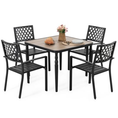 Image showing 1 th Nuu Garden 5 pc. Outdoor Square Dining Set With Iron Chair, SID134-T322