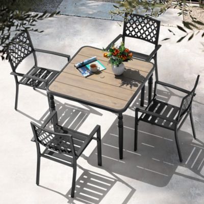 Image showing 2 th Nuu Garden 5 pc. Outdoor Square Dining Set With Iron Chair, SID134-T322