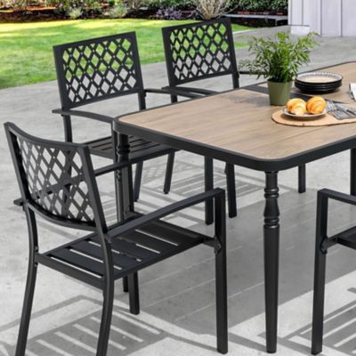 Image showing  7 pc. Iron Dining Set with Umbrella Hole, SID134-T332