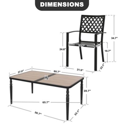 Image showing 5 th Nuu Garden 7 pc. Iron Dining Set with Umbrella Hole, SID134-T332