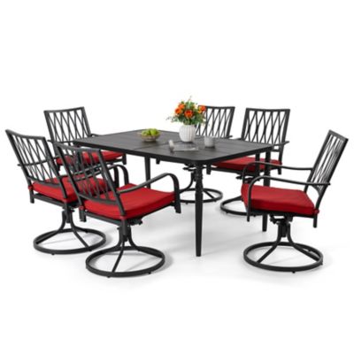 Image showing  7 pc. Metal Dining Set with Swivel Chairs