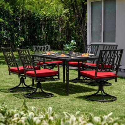 Image showing  7 pc. Metal Dining Set with Swivel Chairs