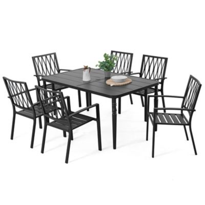 Image showing  7 pc. Iron Dining Set with Umbrella Hole, SID150-T331
