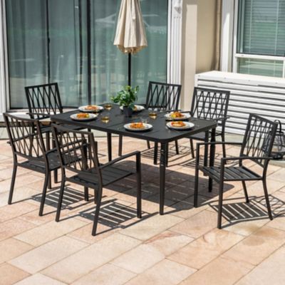 Image showing  7 pc. Iron Dining Set with Umbrella Hole, SID150-T331