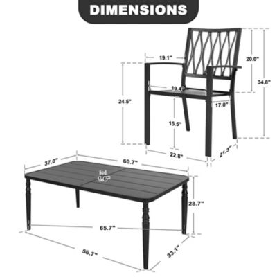 Image showing 5 th Nuu Garden 7 pc. Iron Dining Set with Umbrella Hole, SID150-T331