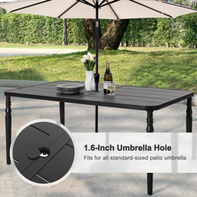 Image showing 8 th Nuu Garden 7 pc. Iron Dining Set with Umbrella Hole, SID150-T331
