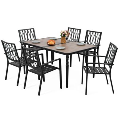 Image showing  7 pc. Iron Dining Set with Umbrella Hole, SID150-T332