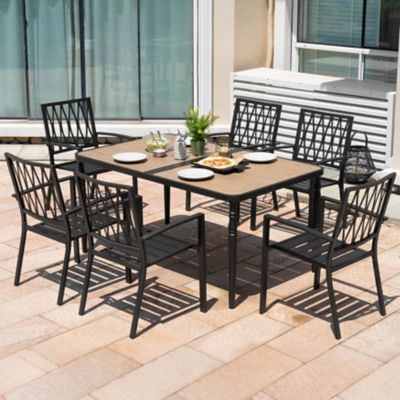Image showing  7 pc. Iron Dining Set with Umbrella Hole, SID150-T332