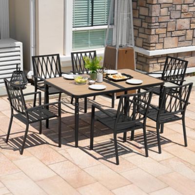 Image showing  7 pc. Iron Dining Set with Umbrella Hole, SID150-T332