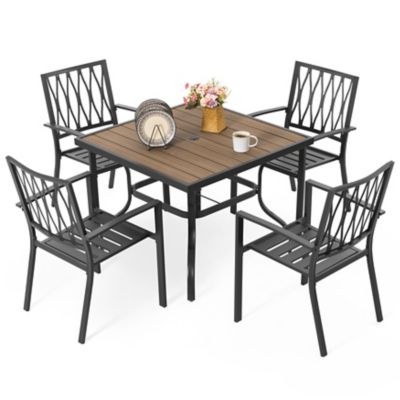 Image showing  5 pc. Iron Dining Set With Plastic Wood Table