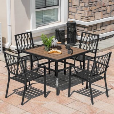 Image showing  5 pc. Iron Dining Set With Plastic Wood Table