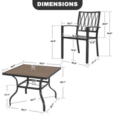Image showing 5 th Nuu Garden 5 pc. Iron Dining Set With Plastic Wood Table
