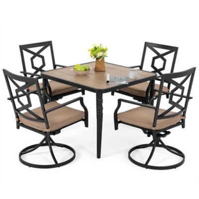 Image showing  5 pc. Outdoor Square Dining Set With Iron Chair, SID151S-T322