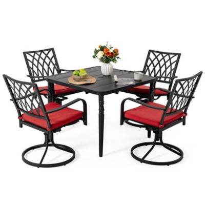 Image showing  5 pc. Outdoor Square Dining Set With Iron Swivel Chair, SID152S-T321