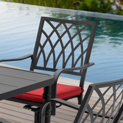 Image showing  5 pc. Outdoor Square Dining Set With Iron Swivel Chair, SID152S-T321
