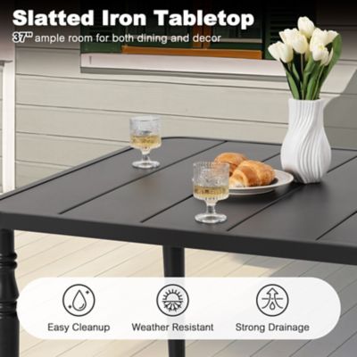Image showing  5 pc. Outdoor Square Dining Set With Iron Swivel Chair, SID152S-T321