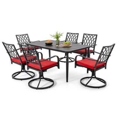 Image showing  7 pc. Iron Dining Set With Swivel Chairs