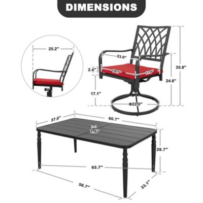 Image showing  7 pc. Iron Dining Set With Swivel Chairs