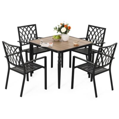 Image showing 1 th Nuu Garden 5 pc. Outdoor Square Dining Set With Iron Chair, SID152-T322