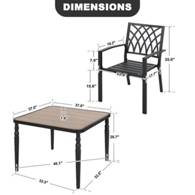 Image showing 5 th Nuu Garden 5 pc. Outdoor Square Dining Set With Iron Chair, SID152-T322