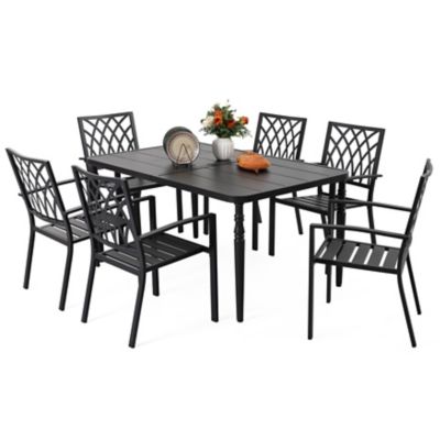 Image showing  7 pc. Iron Dining Set with Umbrella Hole, SID152-T331