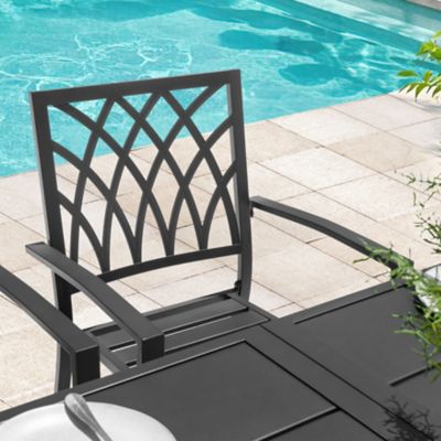 Image showing  7 pc. Iron Dining Set with Umbrella Hole, SID152-T331