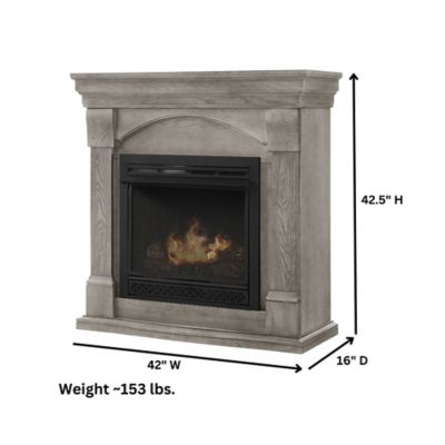 Image showing  Vent-Free Gas Fireplace, Dual Fuel LP & NG, 950 sq. ft., 26,000 BTU, PewterOak, Adjustable Thermostat