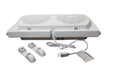 Image showing 6 th Seasons Comfort 9 in. 2-Speed Twin Window Fan, Includes Feet for Floor Use, Fits Windows 22 - 33 in.