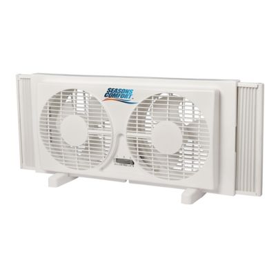 Image showing 7 th Seasons Comfort 9 in. 2-Speed Twin Window Fan, Includes Feet for Floor Use, Fits Windows 22 - 33 in.