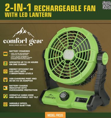 Image showing  5.7 in. Variable Speed Rechargeable Battery Powered Utility Fan, 3W LED Light, 28 Hours of Use