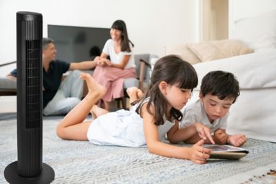 Image showing  40 in. 3-Speed Tower Fan with Digital Timer, Remote Control, Slim Design, 65 deg Oscillation, Top Controls