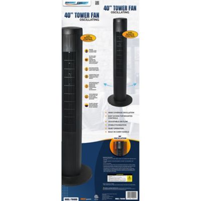 Image showing  40 in. 3-Speed Tower Fan with Digital Timer, Remote Control, Slim Design, 65 deg Oscillation, Top Controls