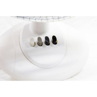 Image showing  12 in. 3-Speed Table Top Oscillating Fan, 70 deg. Oscillation, Adjustable Tilt, Metal Grill, Quiet Operation