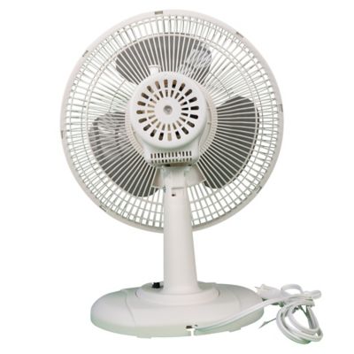 Image showing  12 in. 3-Speed Table Top Oscillating Fan, 70 deg. Oscillation, Adjustable Tilt, Metal Grill, Quiet Operation