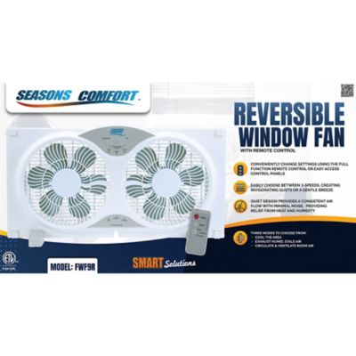 Image showing  9 in. 3-Speed Reversible Window Fan With Remote Control, Fits Windows 23.5 - 37 in.