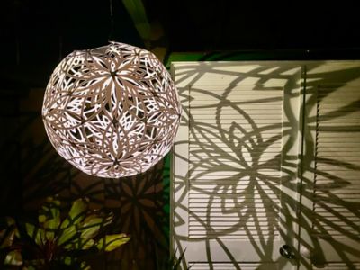 Image showing  18 in. Outdoor Solar Hanging Light, Lotus White