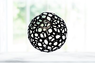 Image showing  18 in. Outdoor Solar Hanging Light, Peace Black