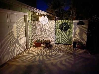 Image showing  18 in. Outdoor Solar Hanging Light, Palm White