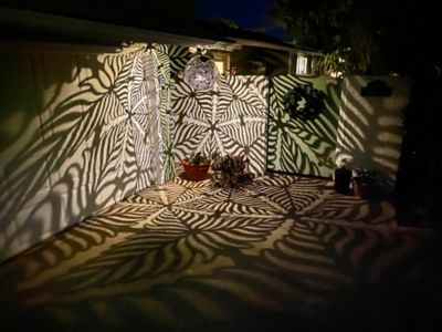 Image showing  18 in. Outdoor Solar Hanging Light, Palm Black