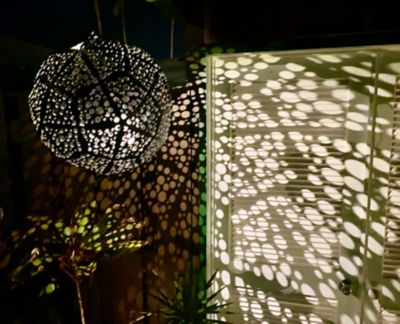 Image showing  18 in. Outdoor Solar Hanging Light, Bubble White