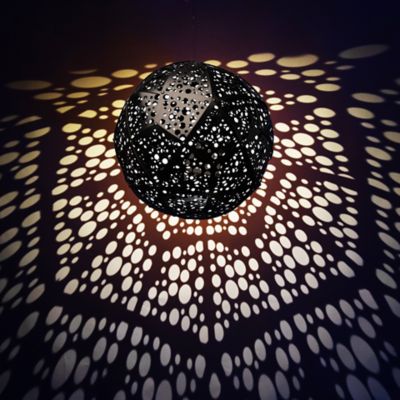 Image showing  18 in. Outdoor Solar Hanging Light, Bubble Black