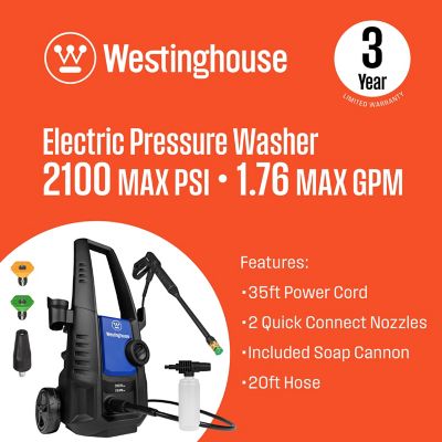 Image showing  ePX3050 Electric Pressure Washer, 2100 Max PSI 1.76 Max GPM, Foam Cannon, for Cars/Fences/Driveways/Home/Patios
