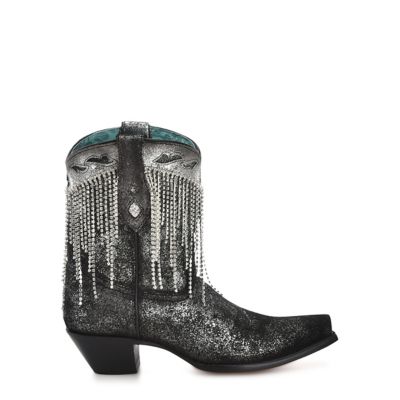 Image showing  Women's Crystals Fringe Snip Toe Ankle Boot