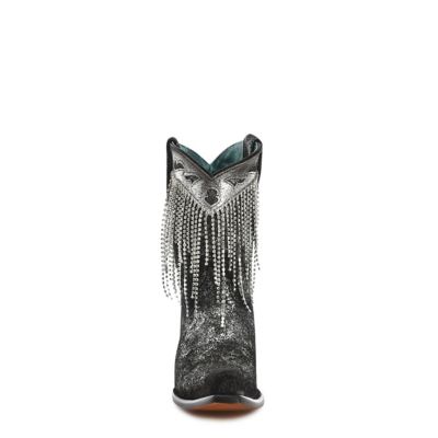 Image showing  Women's Crystals Fringe Snip Toe Ankle Boot